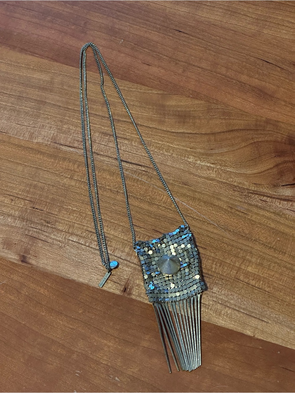 Eddie Borgo Gold Mesh & Fringe Coin Purse Necklace